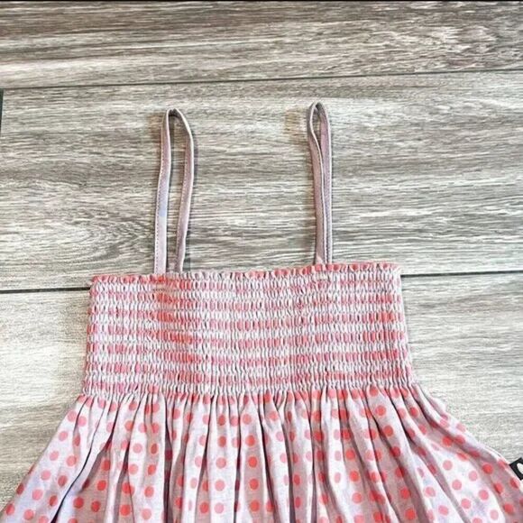 Oeuf Smocked Polka Dot Red Rose Pink Dress Size 6Y - Picture 3 of 5